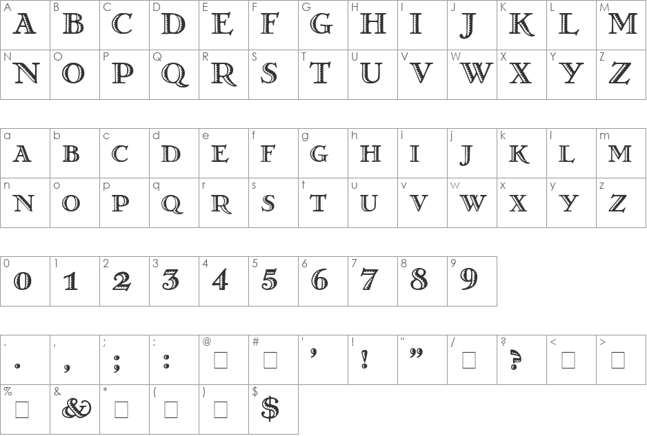 GrekoDeco font character map preview