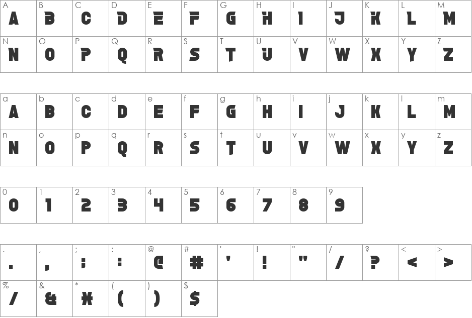 Grelsey Kammar font character map preview