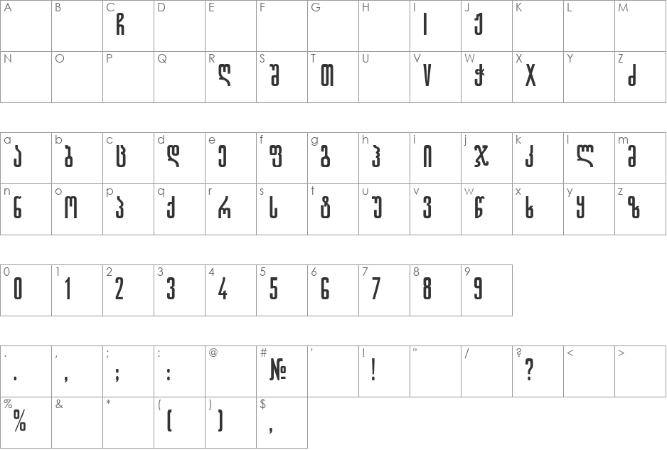 GremiMtavr font character map preview