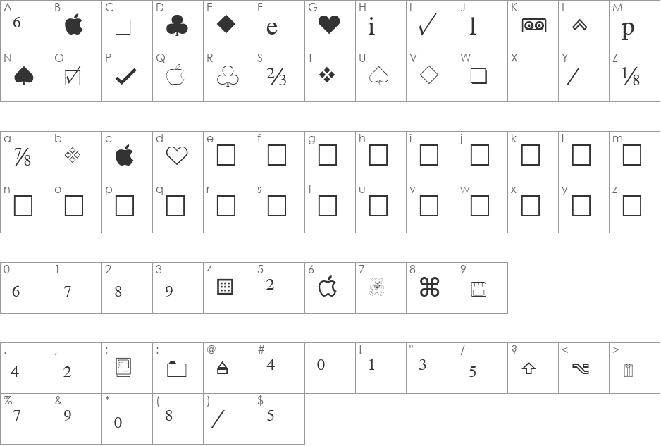 ApplePi.fog font character map preview
