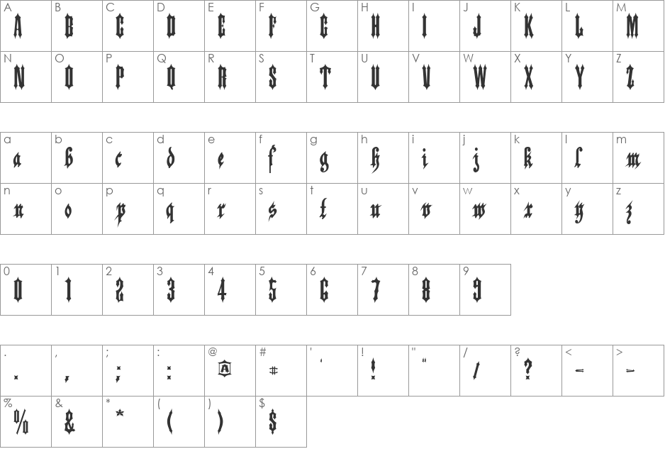 Applesauce font character map preview