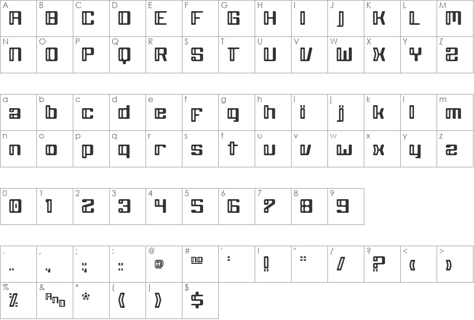 Grey Wolf font character map preview