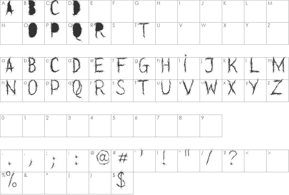 Grey World Demo font character map preview