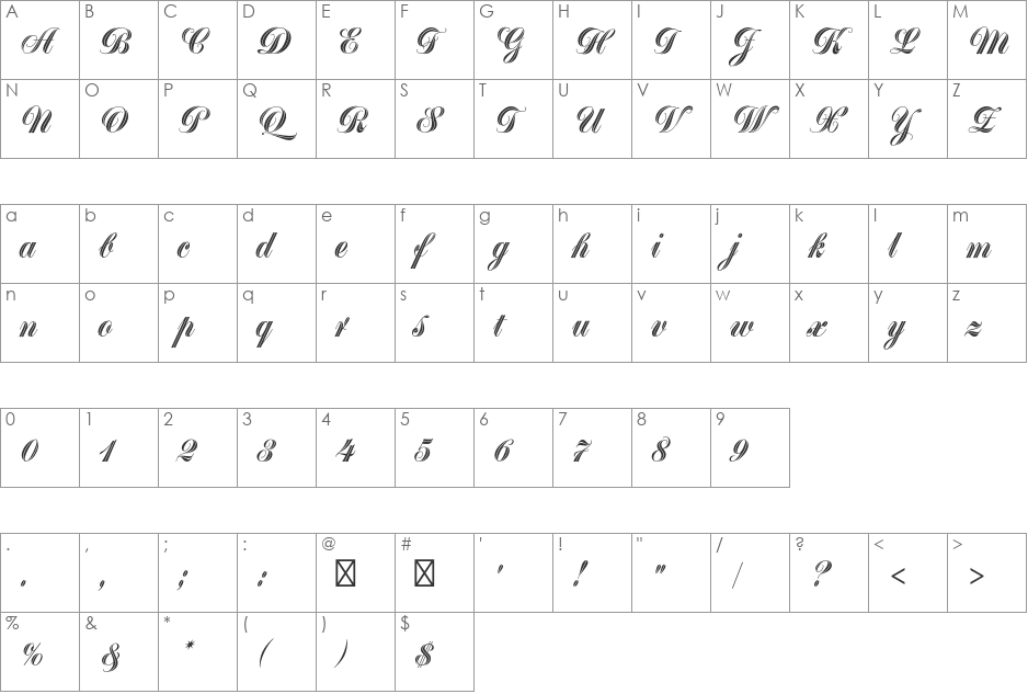 Greyton Script Std font character map preview
