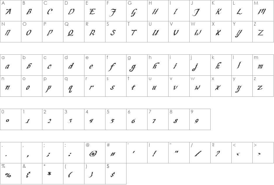 AppleSeed font character map preview