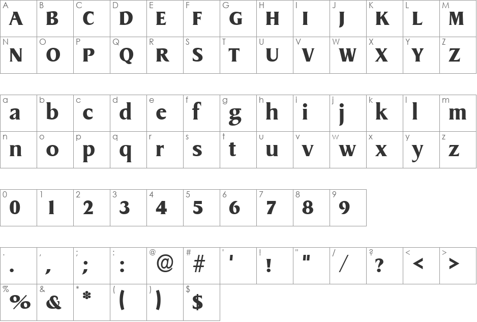 GriffonExtrabold font character map preview