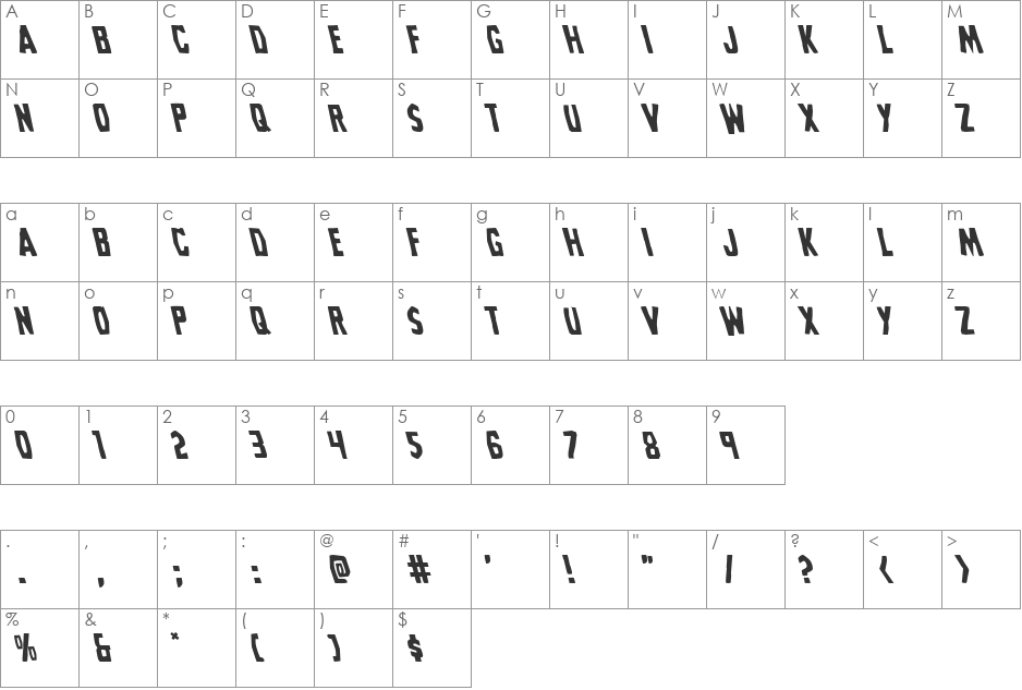 Grim Ghost Leftalic font character map preview