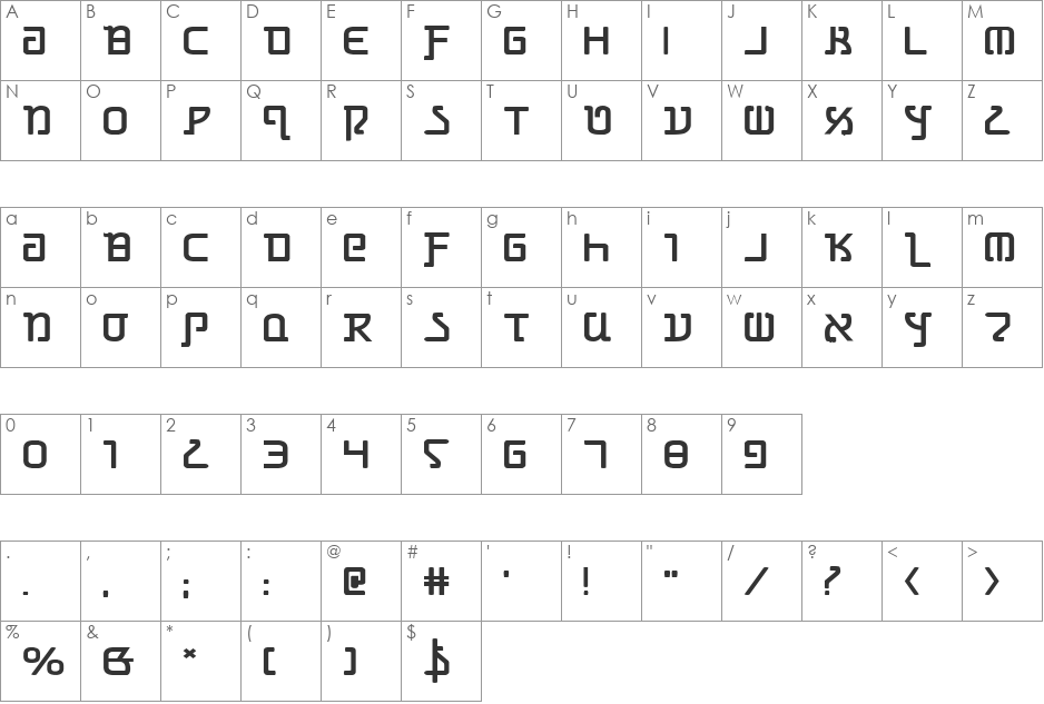 Grimlord Bold Expanded font character map preview