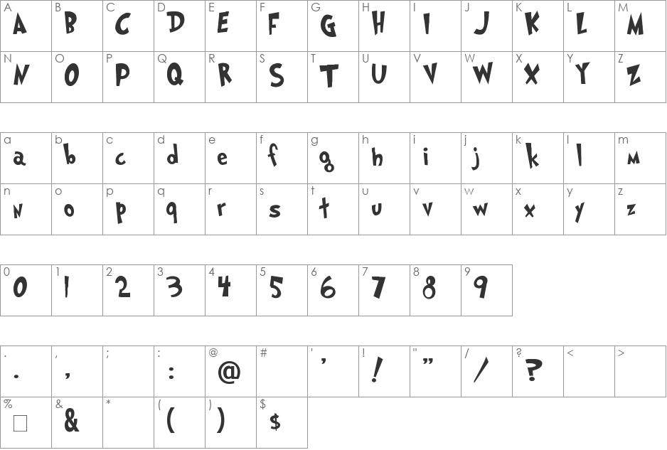 Grinched font character map preview