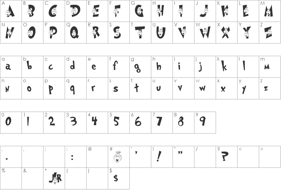 Grinched Too! font character map preview