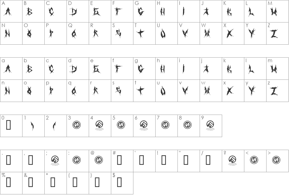 Grind Mafia font character map preview