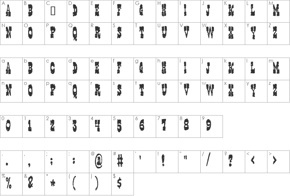 Gringo Nights font character map preview