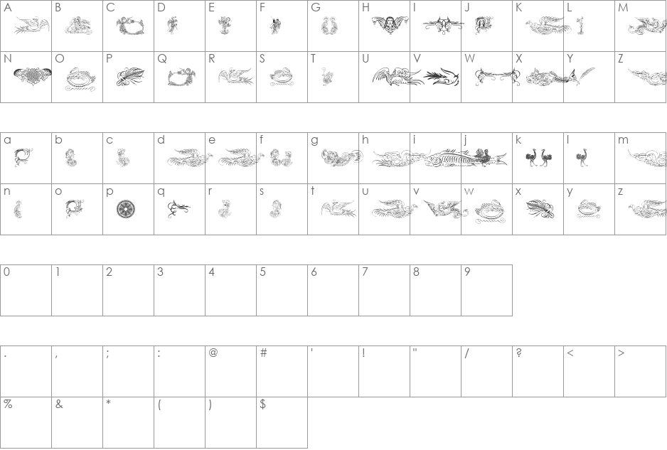AprendizCaligrafico font character map preview