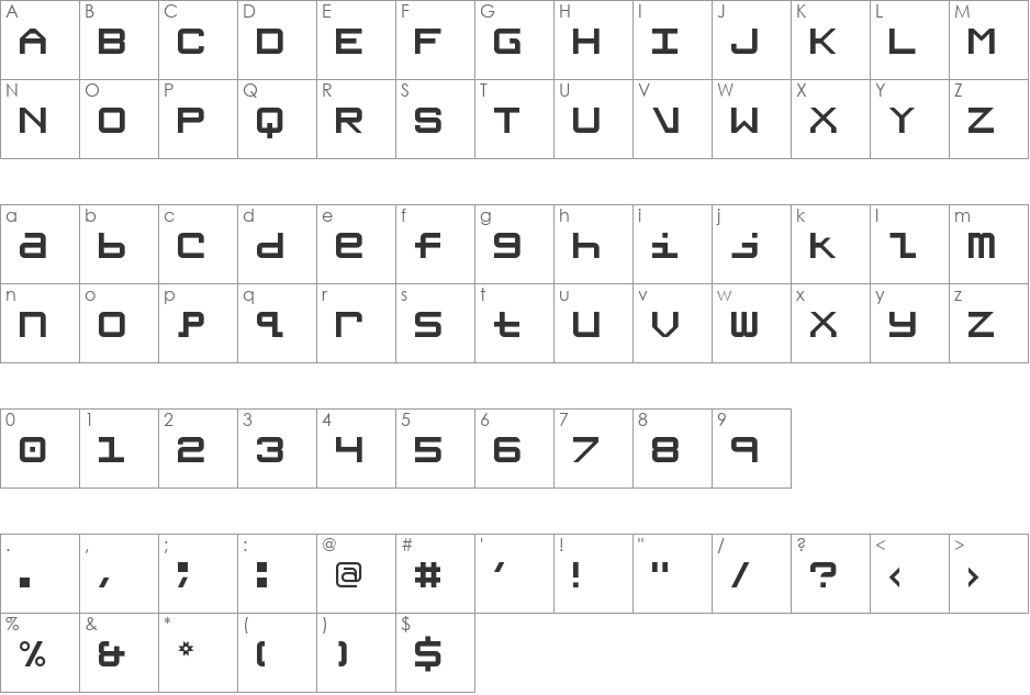 Grishenko NBP font character map preview
