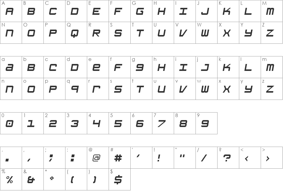 Grishenko Opiyat NBP font character map preview