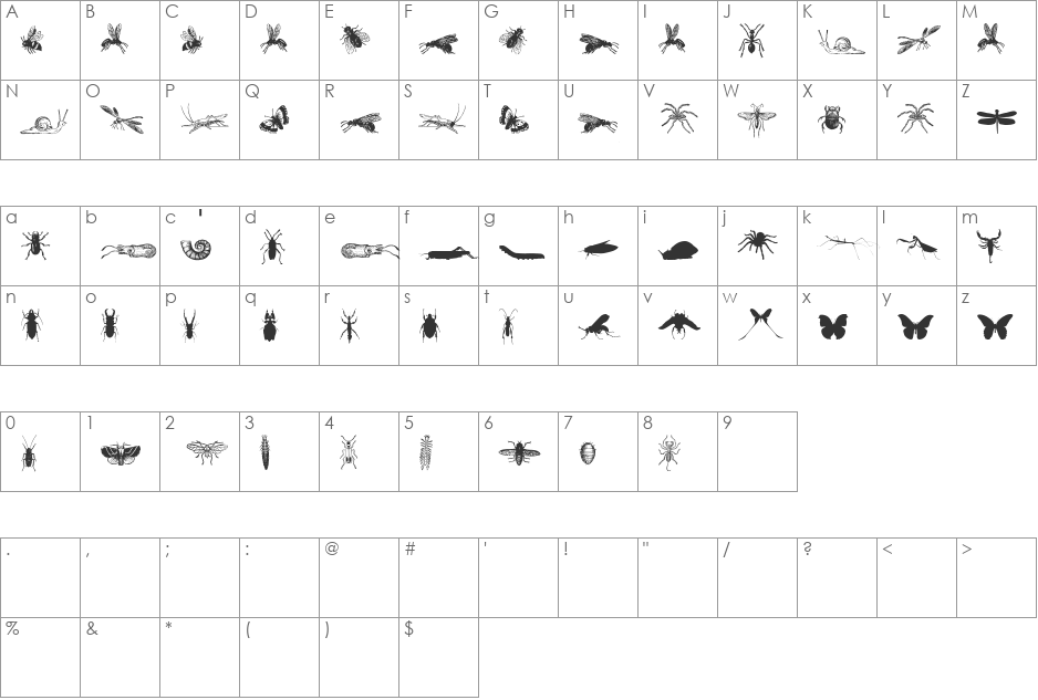Grissom Free font character map preview