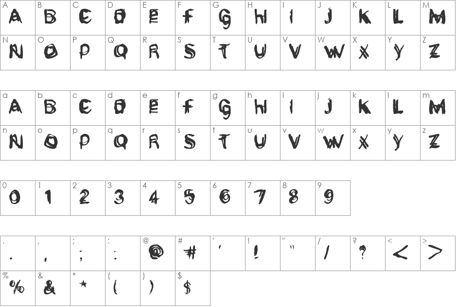 Gritzpop font character map preview