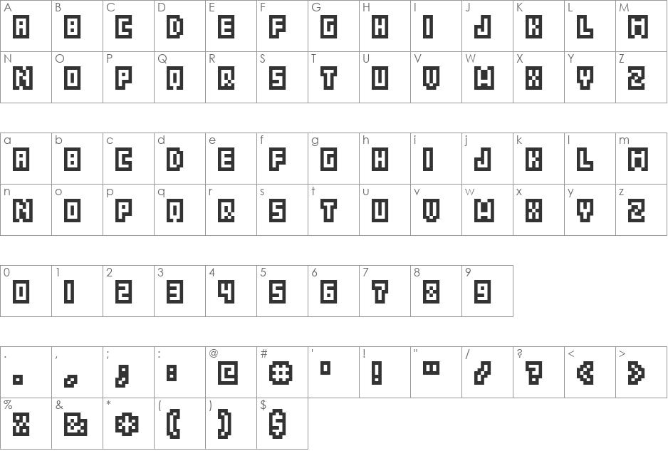 Grixel Acme 5 CompCapsOX font character map preview