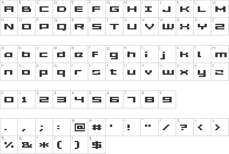 Grixel Acme 5 Wide font character map preview