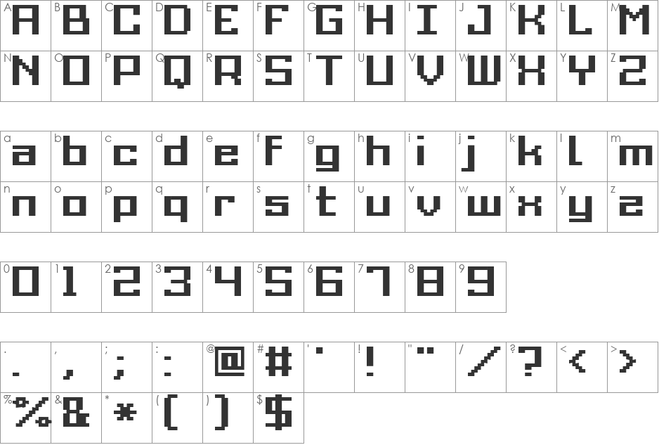 Grixel Acme 9 Regular Bold Xtnd font character map preview