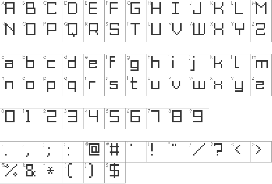 Grixel Acme 9 Regular Xtnd font character map preview