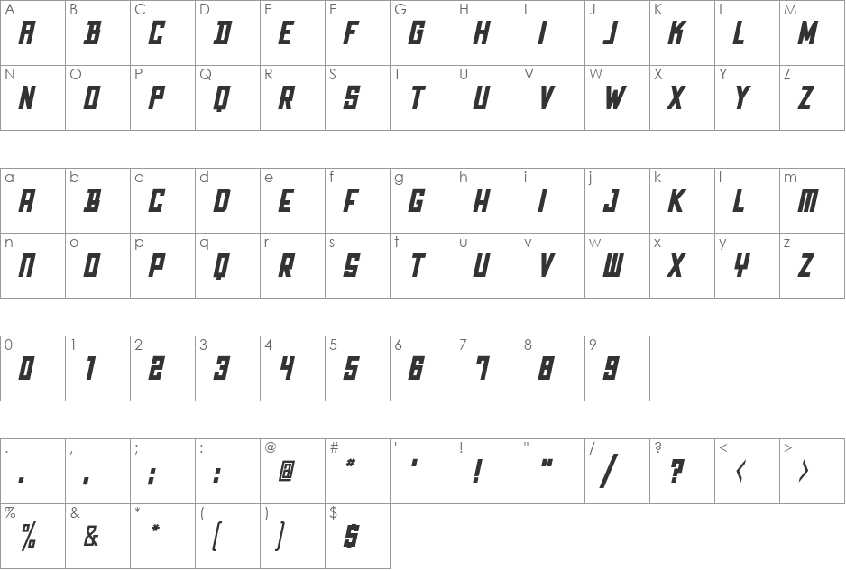 Grizzly Bear font character map preview