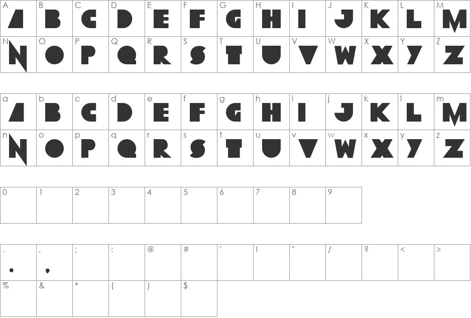 Grobsidian ExtBlk font character map preview