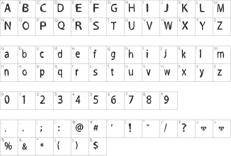 Grog-Binge font character map preview