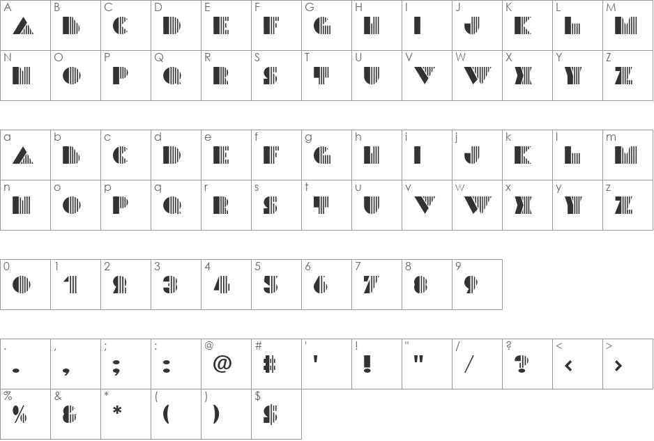 Groove font character map preview