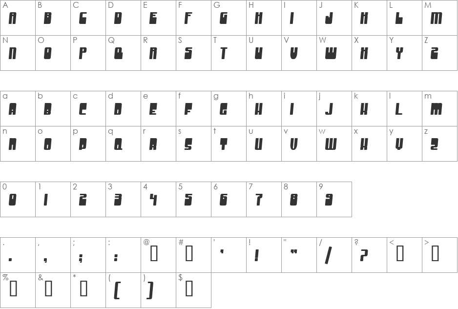 Groove Machine font character map preview