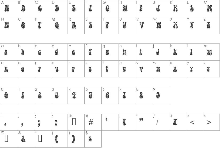 Groovey-Cracked font character map preview