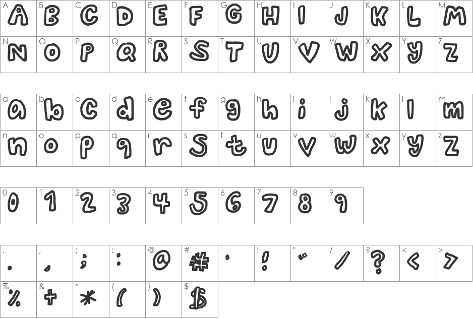 GROOVY font character map preview