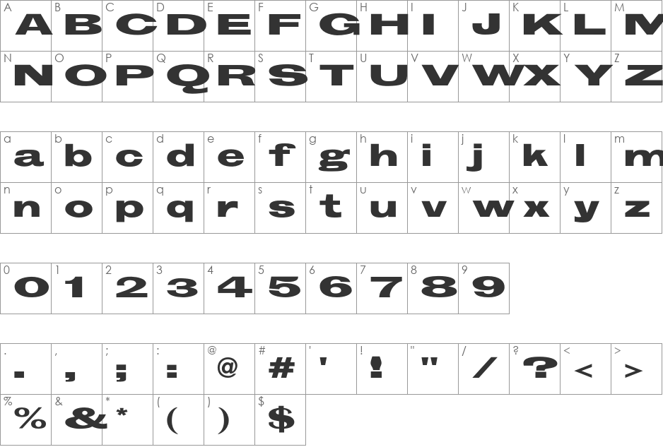 Groschen font character map preview