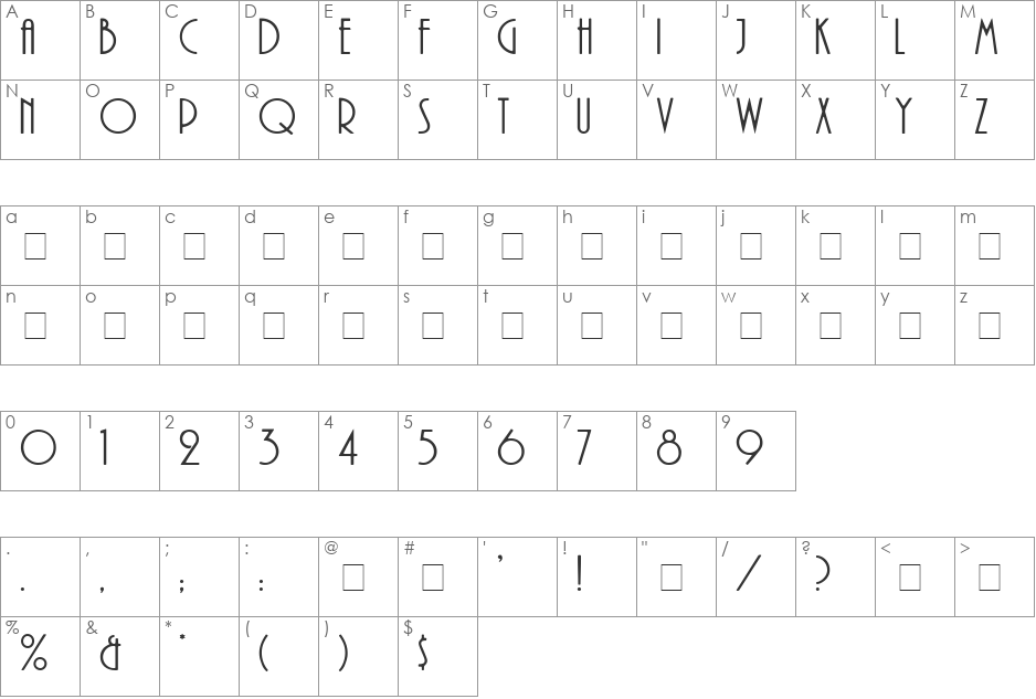Aprille Display Caps SSi font character map preview