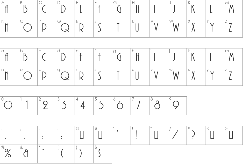 AprilleDisplayCapsSSi font character map preview