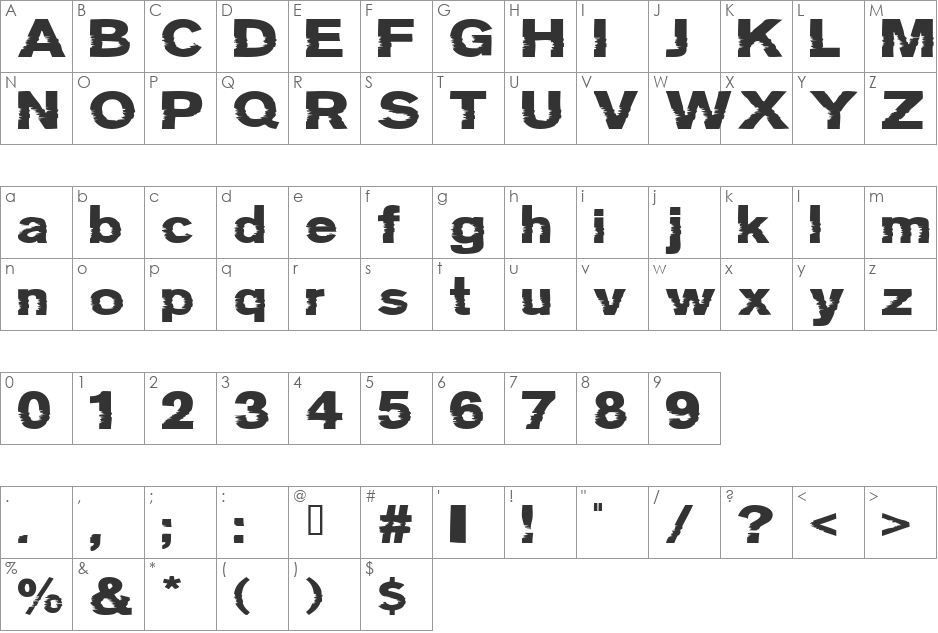 Groteski font character map preview