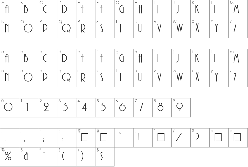 AprilleDisplayCapsSSK font character map preview