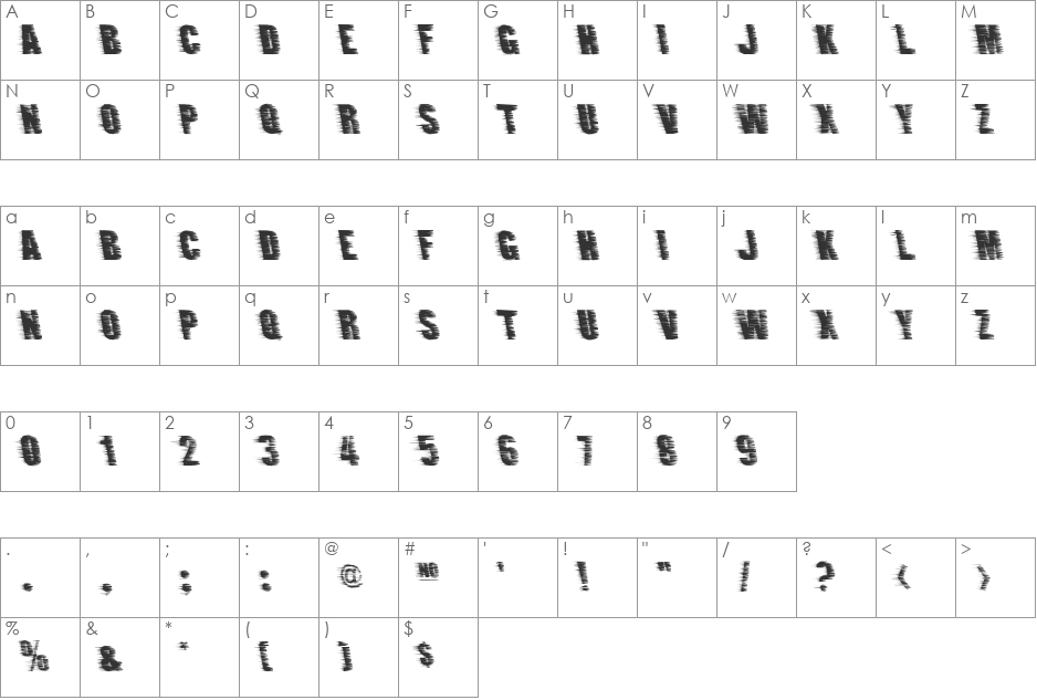 Ground Zero font character map preview