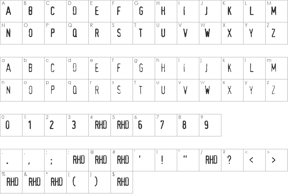 Abuse Lite font character map preview