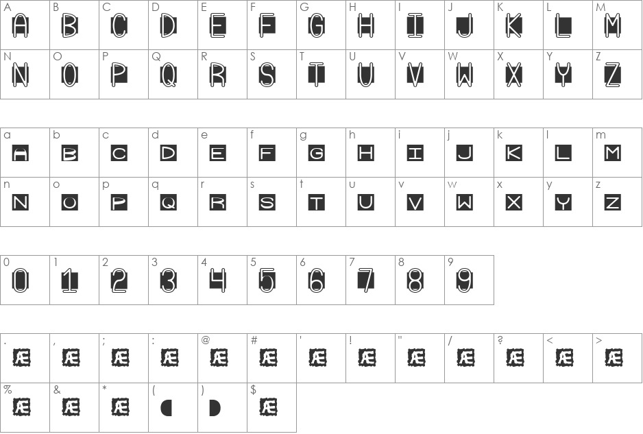 Grudge BRK font character map preview