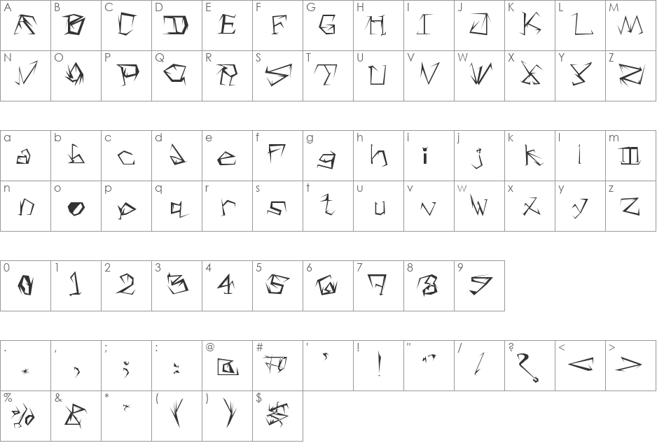 grumble font character map preview