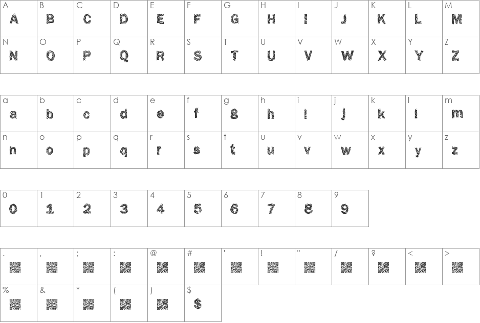 GrungeShack font character map preview