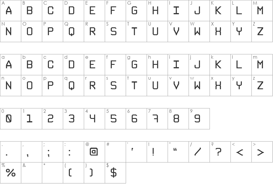 Gruppe A font character map preview