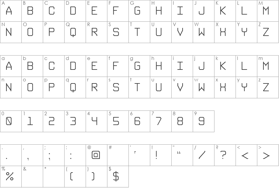 Gruppe B font character map preview
