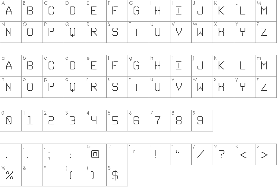 Gruppe S font character map preview