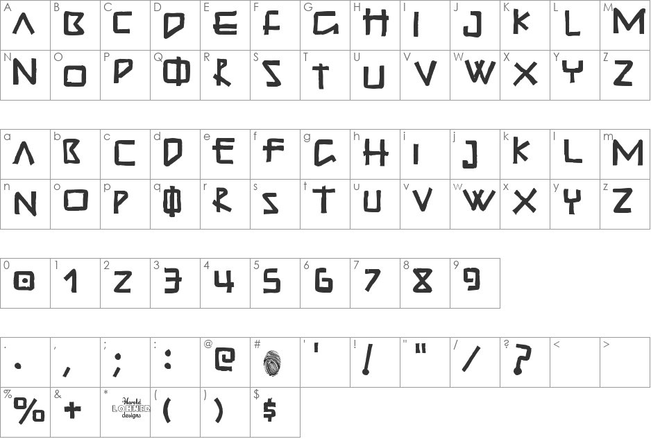GuadalupeDos font character map preview
