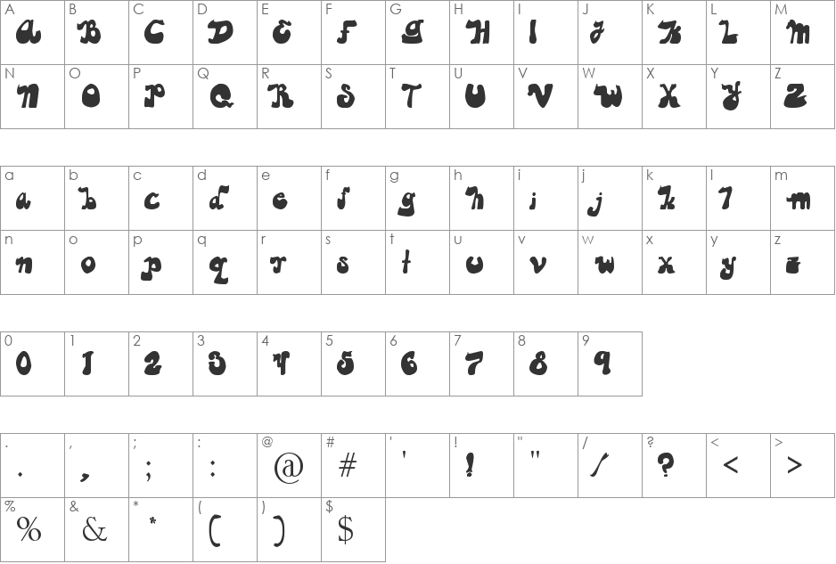 guapachosa font character map preview