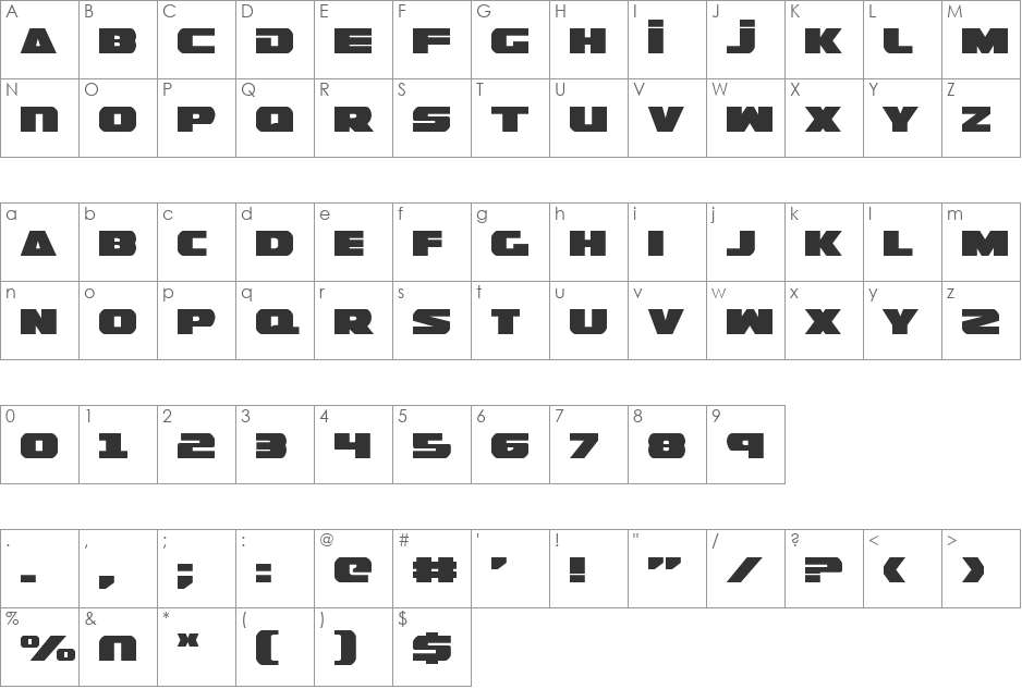 Guardian Expanded font character map preview