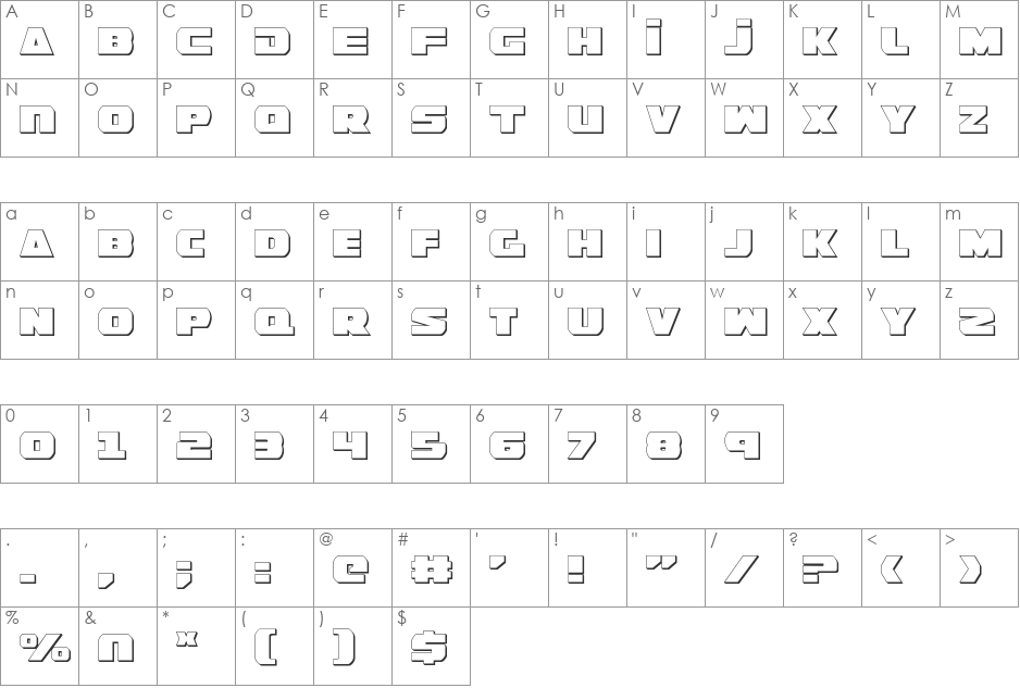 Guardian Shadow font character map preview