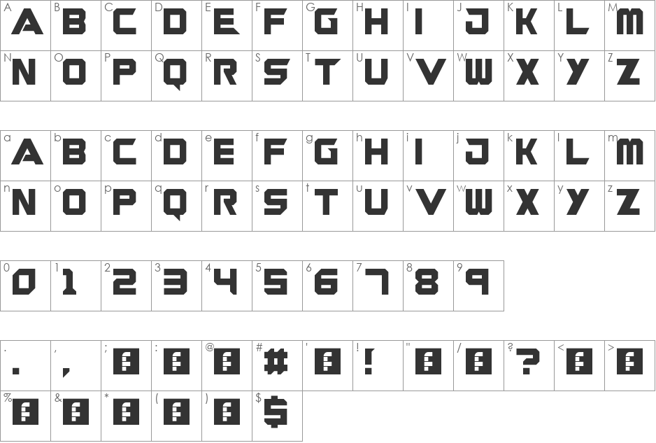 Guardians font character map preview